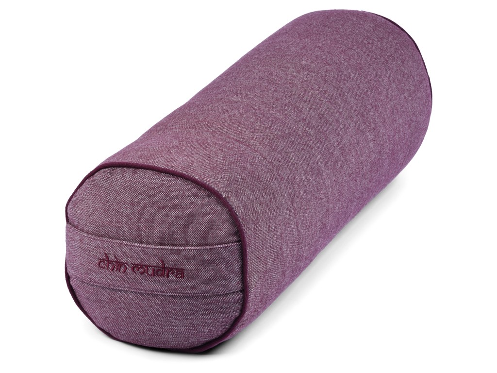 Item Cojín cilíndrico de yoga en chambray de algodón orgánico - Espelta Ciruela chambray