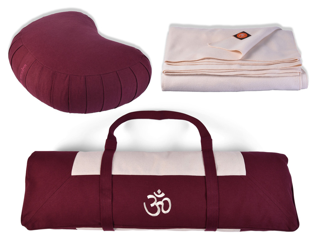Item Coffret Tapis de Méditation Complet Prune/Ecru