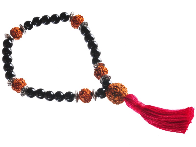 Item Mala 27 perles Onyx & Rudraksha