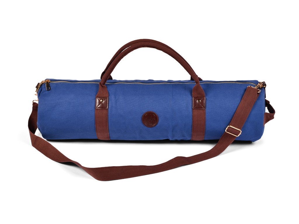 Item Bolsa resistente para esterilla de yoga en algodón orgánico y cuero vegano - Azul cálido 20 cm x 70 cm