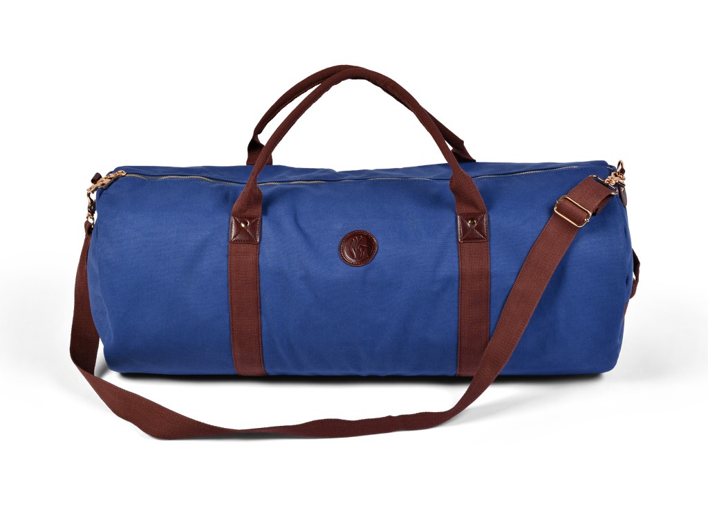 Item Bolsa resistente para esterilla de yoga en algodón orgánico y cuero vegano - Azul cálido 30 cm x 70 cm