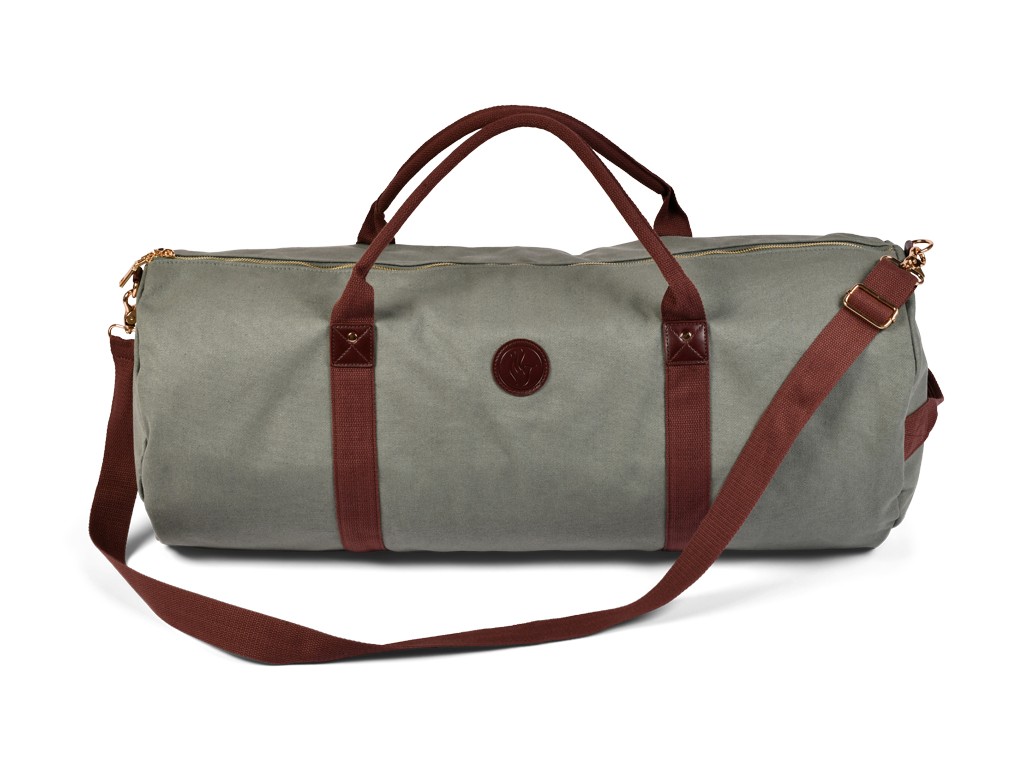 Item Bolsa para esterilla de yoga de exterior de algodón orgánico y cuero vegano - Caqui 30 cm x 70 cm