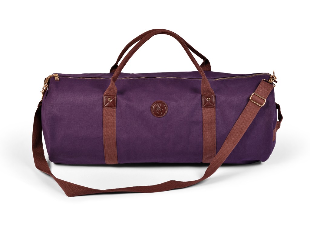 Item Bolsa para esterilla de yoga Adventurer en algodón orgánico y cuero vegano - Ciruela 30 cm x 70 cm