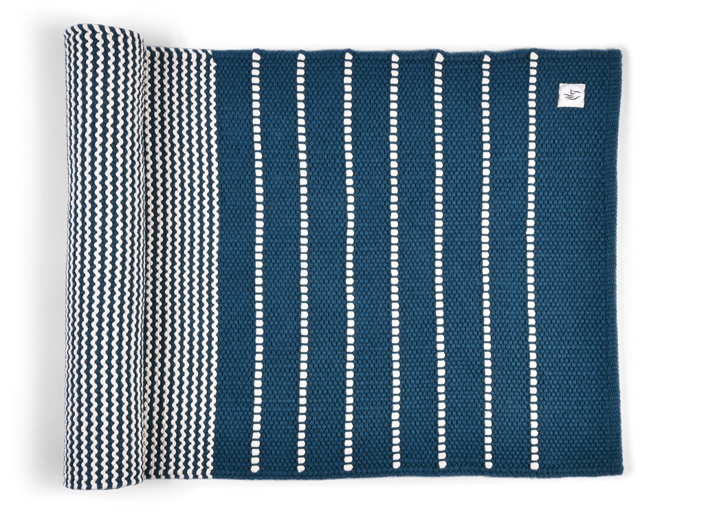 Item Tapis de yoga Taj - Coton naturel - 2 m x 66 cm x 5mm Bleu/Noir